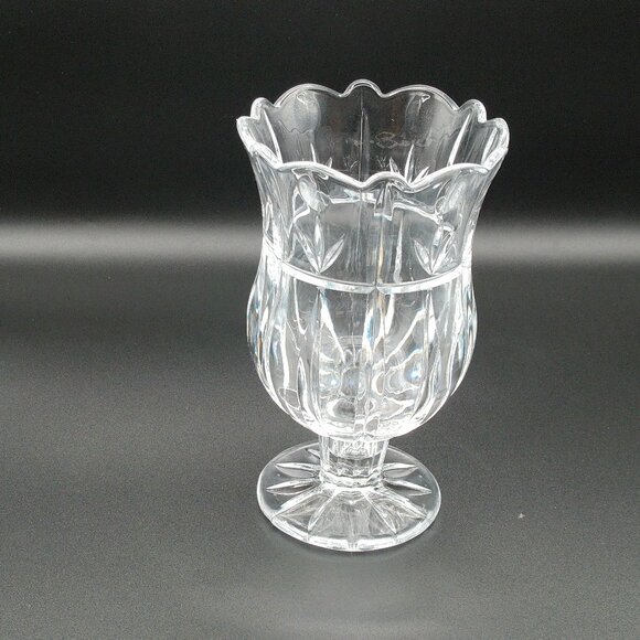 Block Vintage Tulip Rimmed Garden 7" Open Hurricane/Candle Vase Like New - Picture 1 of 9